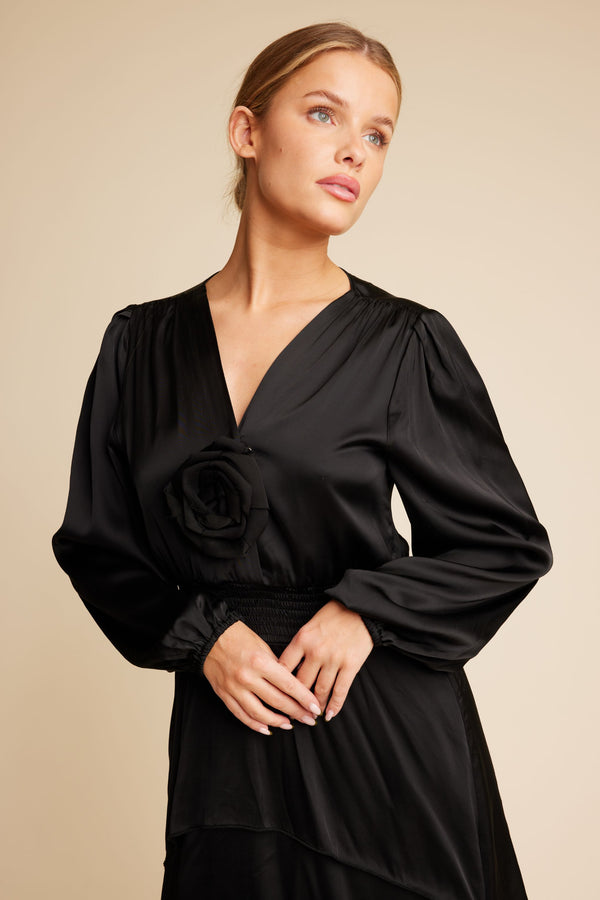 Line Of Oslo Angel Satin Dress Dress Black 097