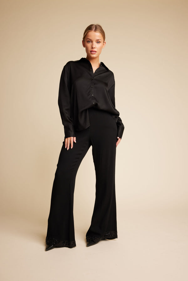 Line Of Oslo Annabel Satin Shirt Shirt Black 097