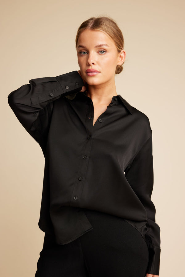 Line Of Oslo Annabel Satin Shirt Shirt Black 097