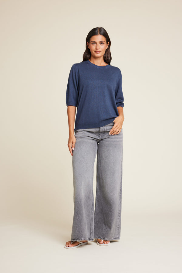 Line Of Oslo Ariel Knitted Top Knitwear Blue 066