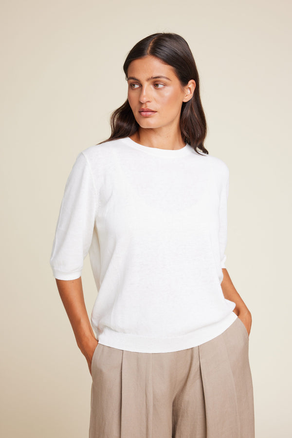 Line Of Oslo Ariel Knitted Top Knitwear Creme 091