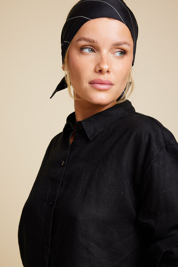 Line Of Oslo Basic Linen Shirt Blouse Black 097