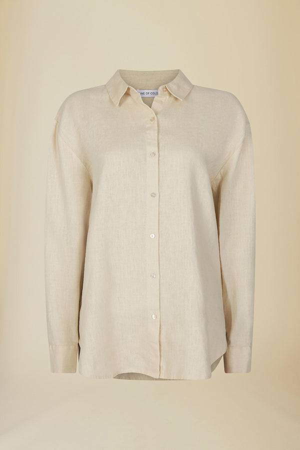 Line Of Oslo Basic Linen Shirt Blouse Latte
