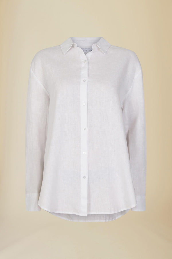 Line Of Oslo Basic Linen Shirt Blouse White 001