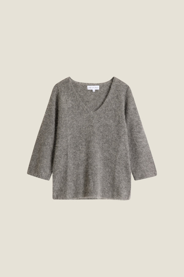 Line Of Oslo Bergman Solid Sweater Knitwear Grey 005