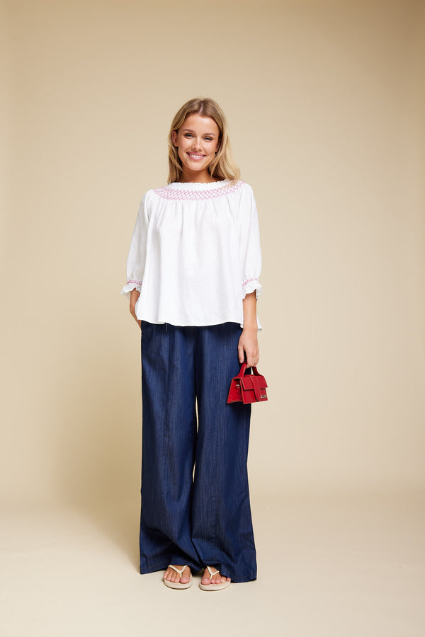 Line Of Oslo Cute Linen Blouse Blouse White 001