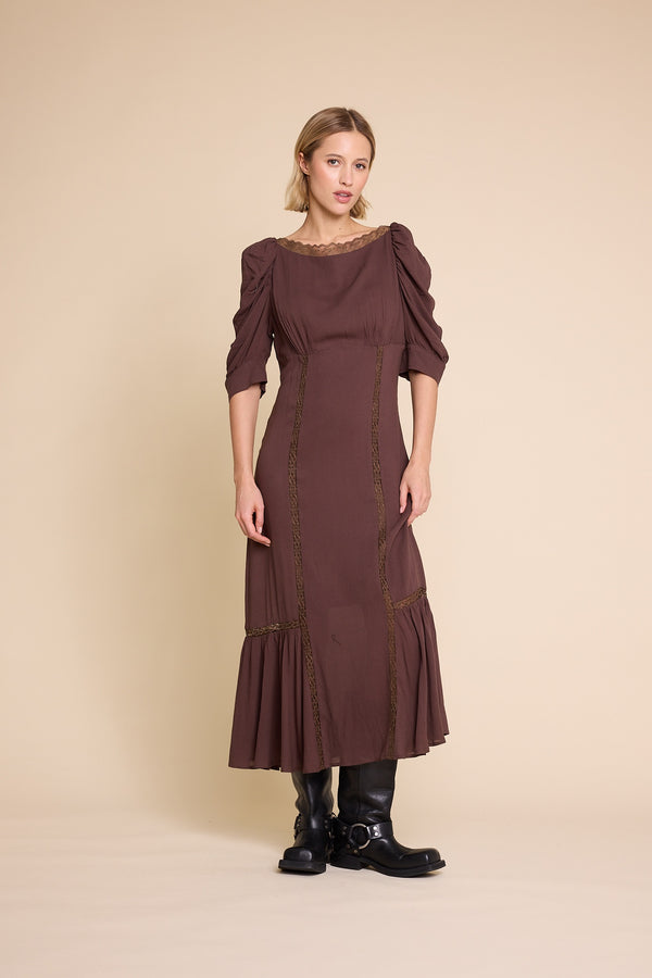 Line Of Oslo Dorothy Solid Dress Dress Brown 063