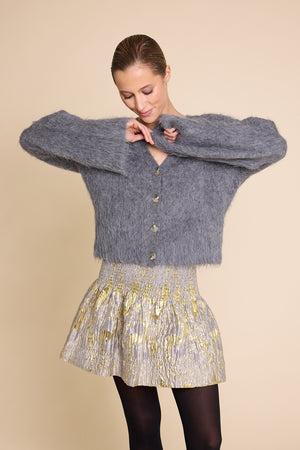 Line Of Oslo Elsa Cardigan Knitted jacket Antracite 004