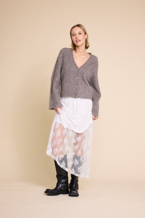 Line Of Oslo Elsa Cardigan Knitted jacket Brown 063