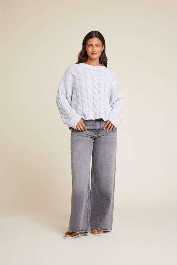 Line Of Oslo Emma Knitted Sweater Knitwear Grey Melange 006
