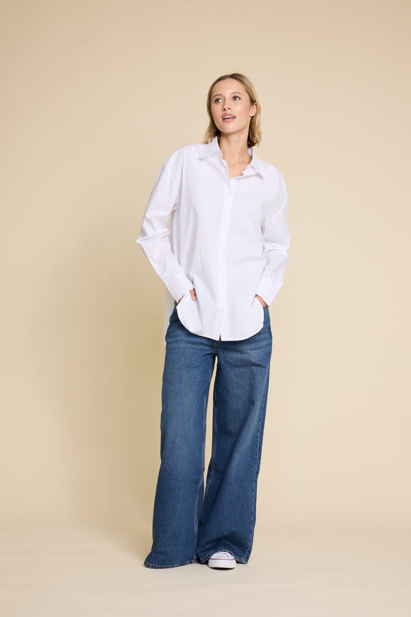 Line Of Oslo Krista Solid Shirt Blouse White 001