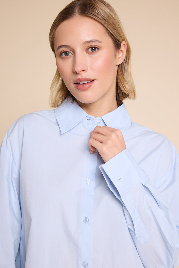Line Of Oslo Krista Solid Shirt Blouse Light Blue 003