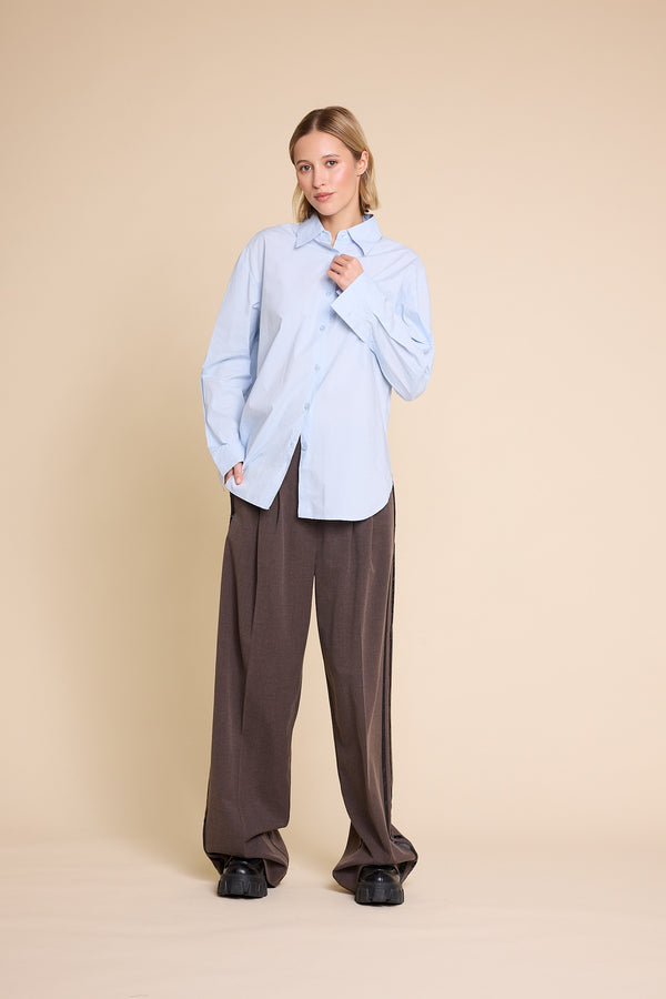 Line Of Oslo Krista Solid Shirt Blouse Light Blue 003