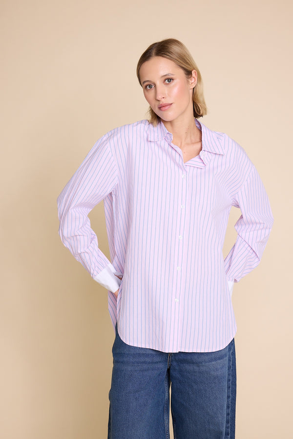 Line Of Oslo Krista Stripe Shirt Blouse Stripe: Light Pink