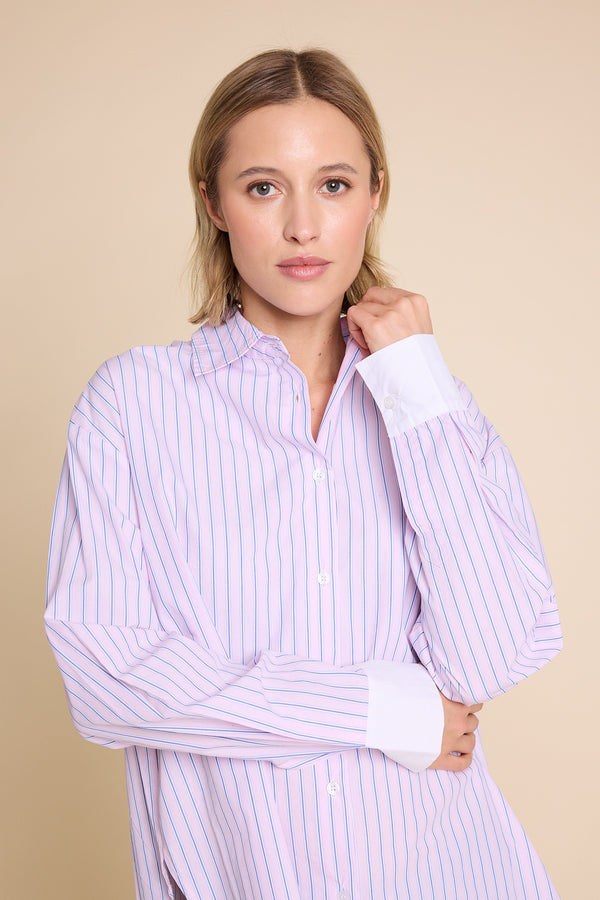 Line Of Oslo Krista Stripe Shirt Blouse Stripe: Light Pink
