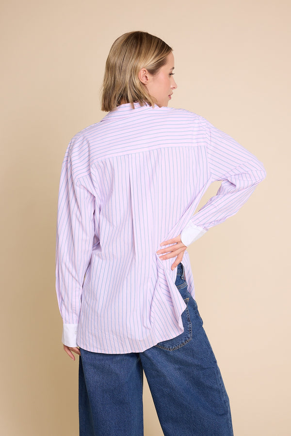Line Of Oslo Krista Stripe Shirt Blouse Stripe: Light Pink
