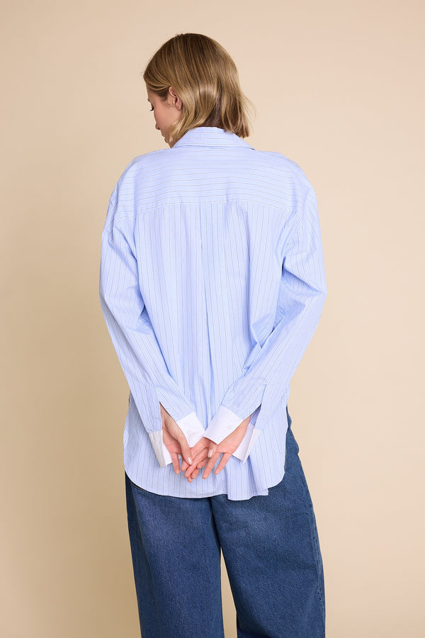 Line Of Oslo Krista Stripe Shirt Blouse Stripe: Light Blue