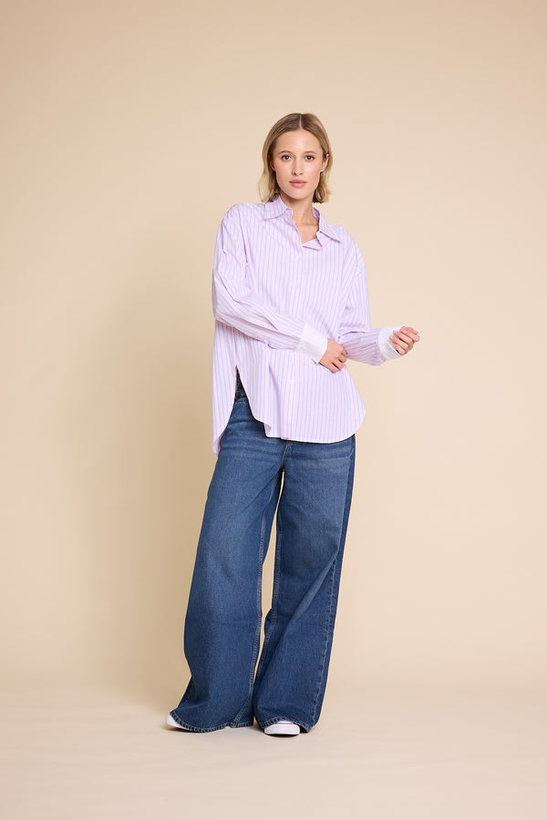 Line Of Oslo Krista Stripe Shirt Blouse Stripe: Light Pink