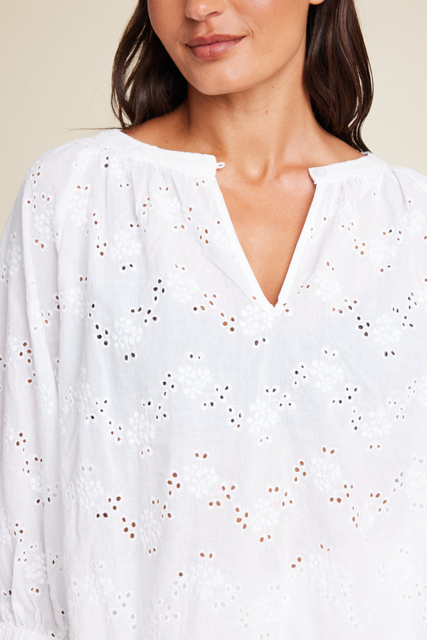 Line Of Oslo Ladd Lace Blouse Top White 001