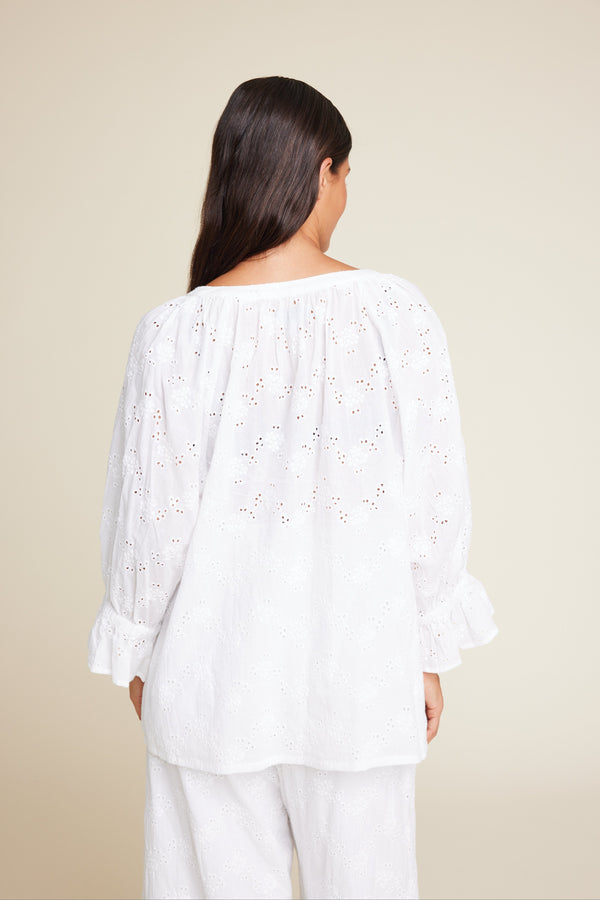 Line Of Oslo Ladd Lace Blouse Top White 001