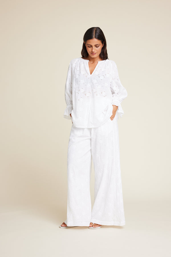 Line Of Oslo Ladd Lace Blouse Top White 001