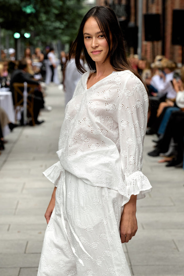 Line Of Oslo Ladd Lace Blouse Top White 001