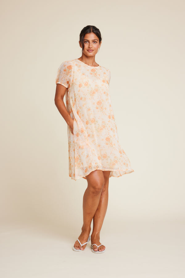 Line Of Oslo Luna Flower Dress Dress Orange 043