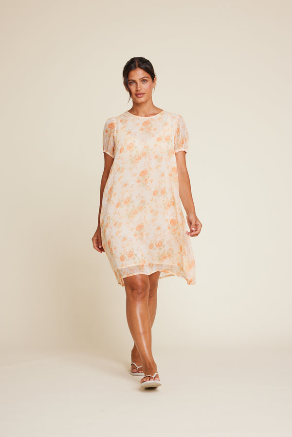 Line Of Oslo Luna Flower Dress Dress Orange 043