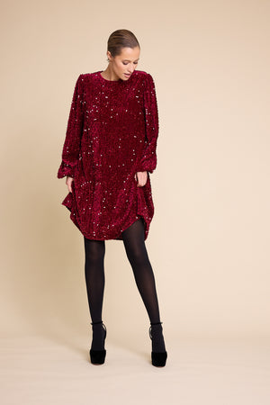 Line Of Oslo Luna Sequins Dress Dress Red 009