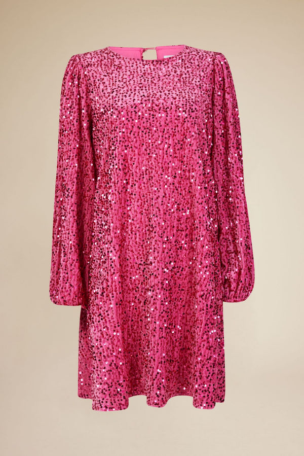 Line Of Oslo Luna Sequins Dress Dress Strong Pink 038