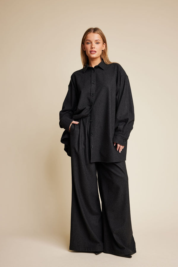 Line Of Oslo Mister Wool Trousers Trouser Antracite 004