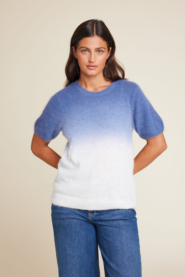 Line Of Oslo Monroe Dip Dye Knitted T-shirt Knitwear Blue 066