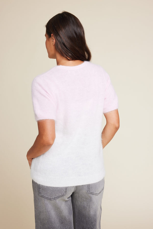 Line Of Oslo Monroe Dip Dye Knitted T-shirt Knitwear Pink 002