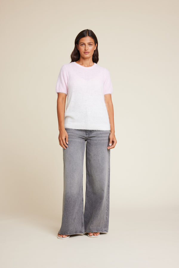 Line Of Oslo Monroe Dip Dye Knitted T-shirt Knitwear Pink 002