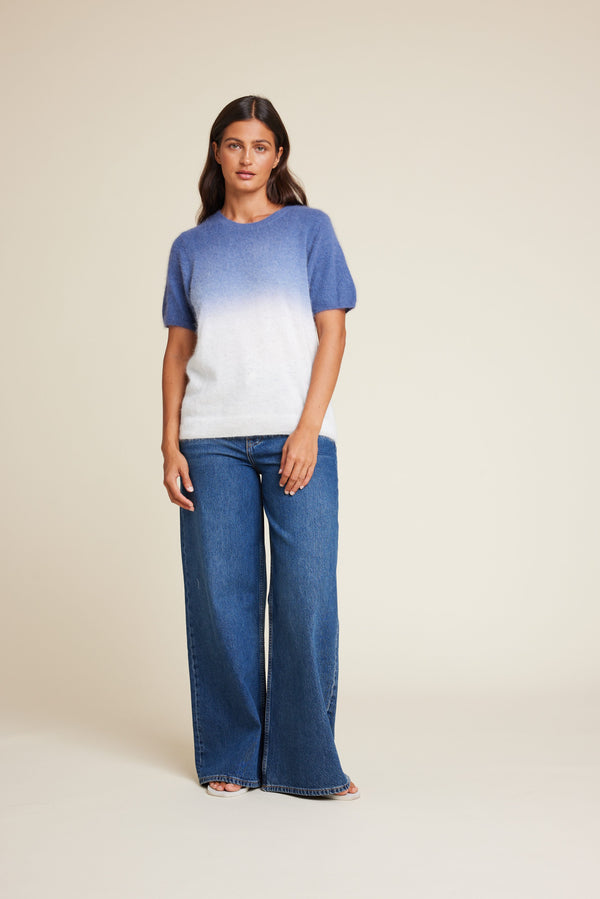 Line Of Oslo Monroe Dip Dye Knitted T-shirt Knitwear Blue 066