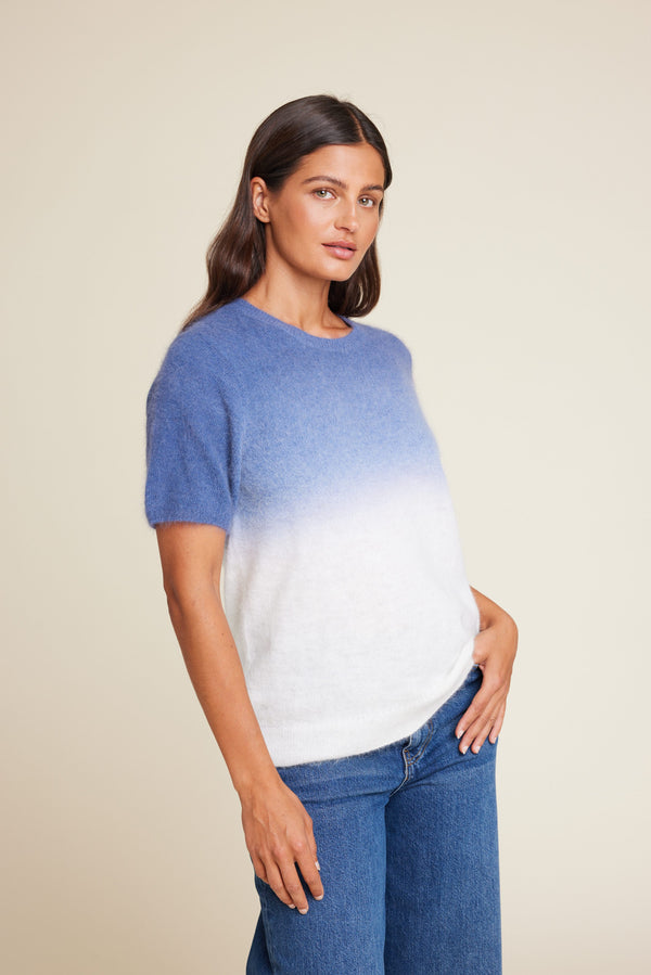 Line Of Oslo Monroe Dip Dye Knitted T-shirt Knitwear Blue 066