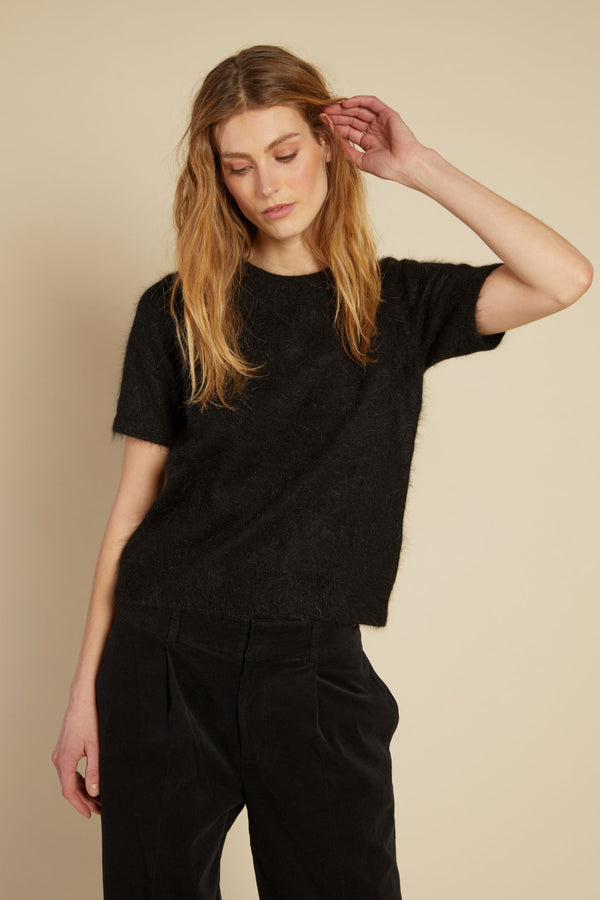 Line Of Oslo Monroe Knitted T-shirt Sweater Black 097