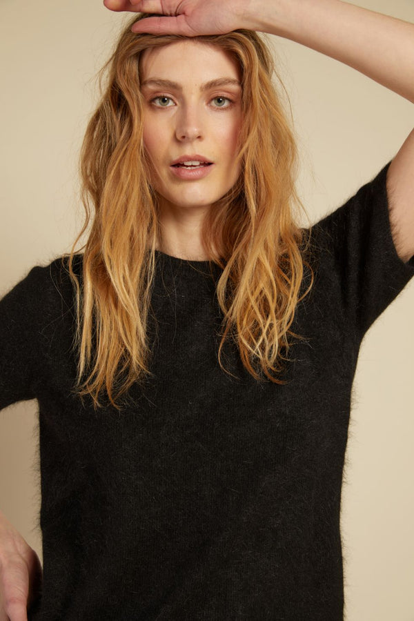 Line Of Oslo Monroe Knitted T-shirt Sweater Black 097