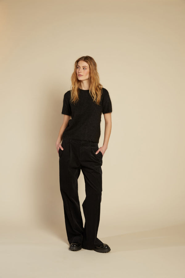 Line Of Oslo Monroe Knitted T-shirt Sweater Black 097