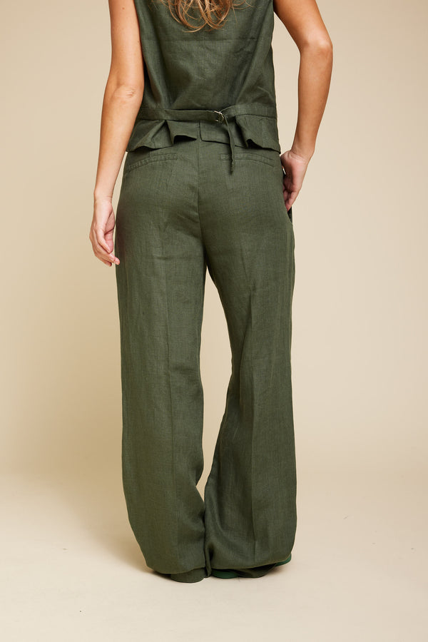 Line Of Oslo Moon Linen Trousers Trouser Army 119
