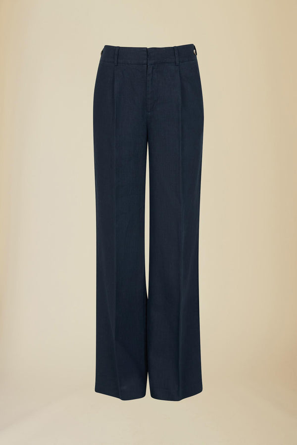Line Of Oslo Moon Linen Trousers Trouser Blue 066