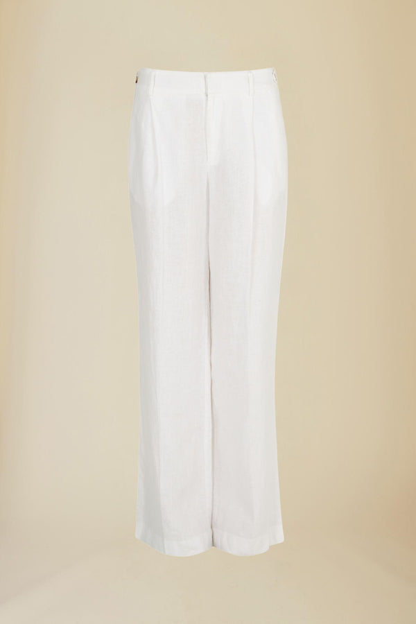 Line Of Oslo Moon Linen Trousers Trouser White 001