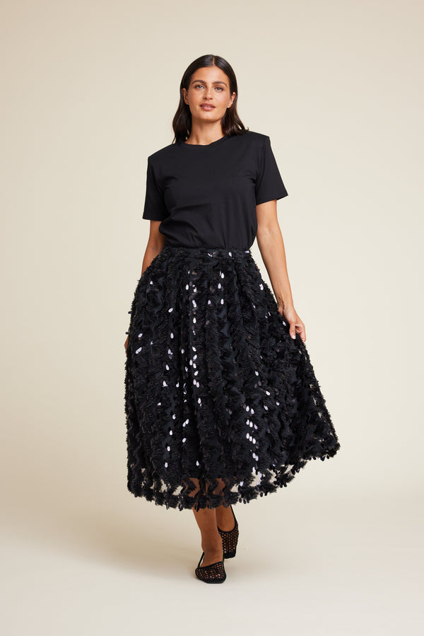 Line Of Oslo Nina Sequins Skirt Skirt Black 097