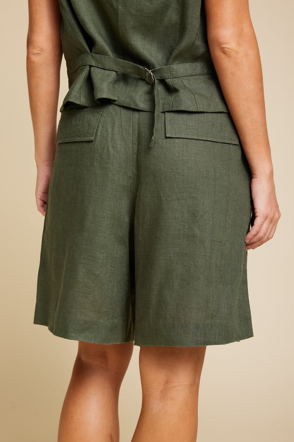 Line Of Oslo Pluto Linen Shorts Short Army 119