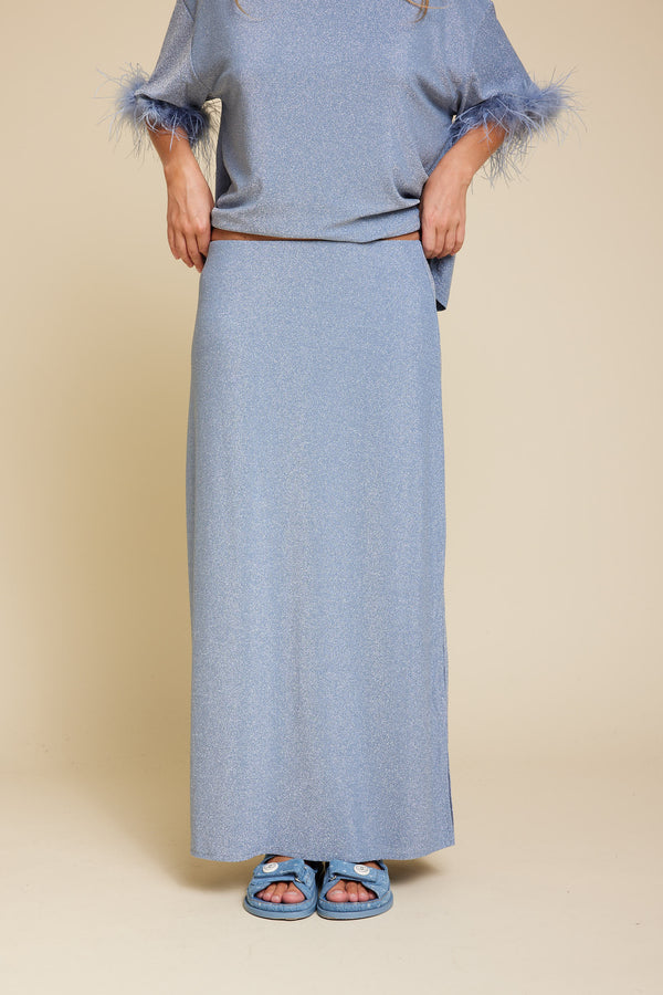 Line Of Oslo Rikke Metallic Skirt Skirt Light Blue 003