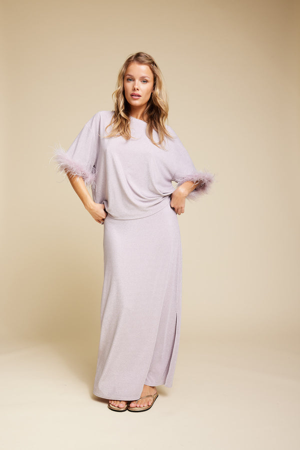 Line Of Oslo Rikke Metallic Skirt Skirt Light Pink 019