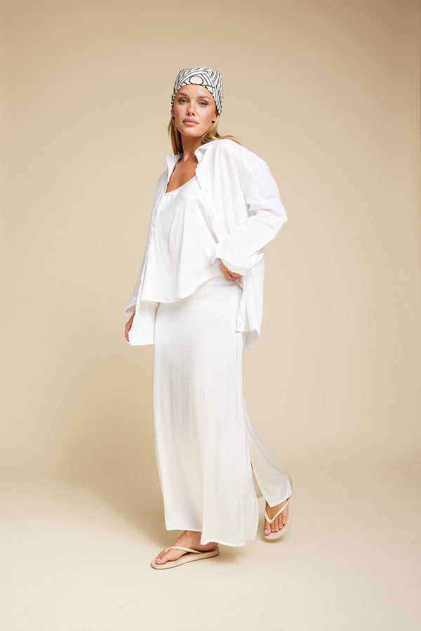 Line Of Oslo Rikke Viscose Satin Skirt Skirt Creme 091