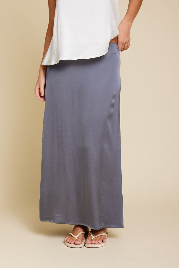 Line Of Oslo Rikke Viscose Satin Skirt Skirt Grey 005