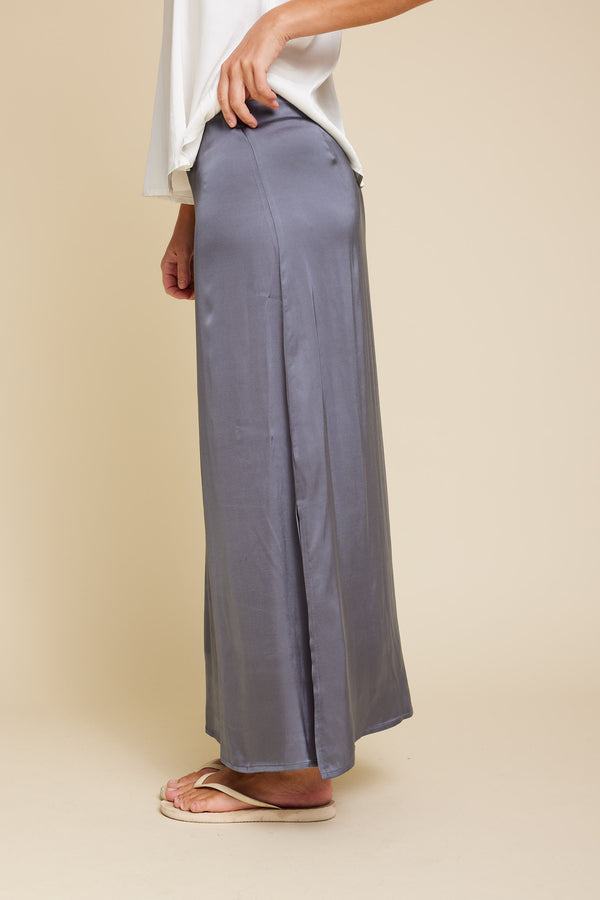 Line Of Oslo Rikke Viscose Satin Skirt Skirt Grey 005