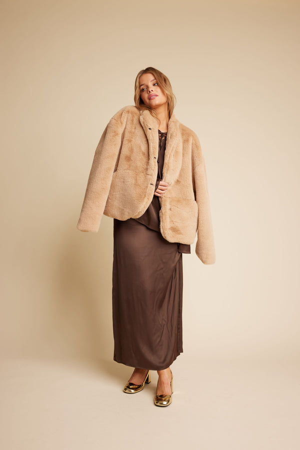 Line Of Oslo Rikke Viscose Satin Skirt Skirt Brown 063
